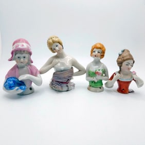 Set of 4 Bisque Porcelain Half Dolls