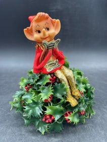Vintage Knee Hugger Elf Holly Christmas Décor