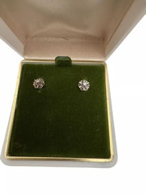 Solid Real Tiny Genuine Diamond Stud Earrings mid century