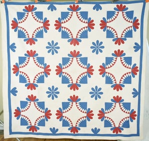 Red, White & Blue "Whig's Defeat" Quilt c. 1900