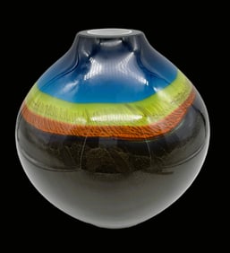 STUDIO ART GLASS VASE SIGNED DATED