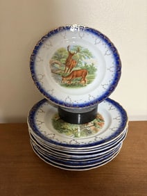 10 Flow Blue Stag Plates