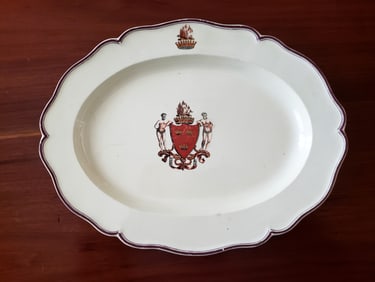 Creamware Armorial Dish, Possibly Melbourne, Arms of Grant, Circa 1780.