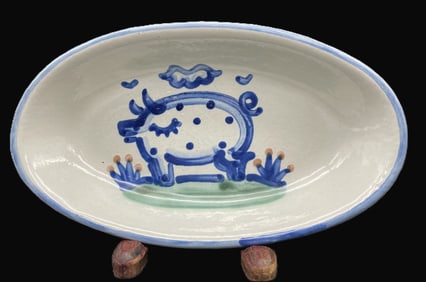 MA HADLEY POTTERY OVAL SERVING TRAY PIG