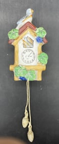 Vintage 1920's Wall Pocket Vase Planter Cuckoo Clock Birds Birdhouse Japan