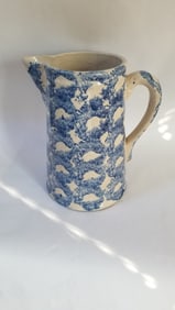 Great blue and white spongeware pitcher