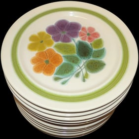 12 Floral 10 ½” Dinner Plates (85-71) by Franciscan Discontinued. Actual: 1971 –