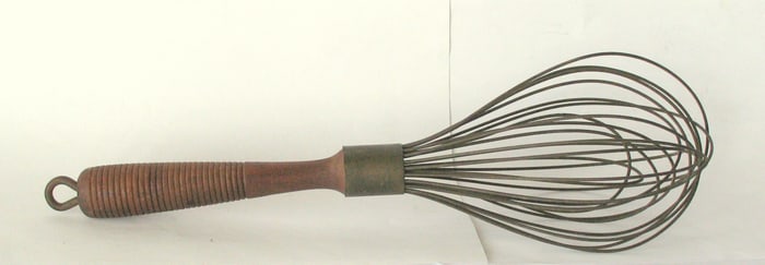 Antique wood & wire kitchen cooking whisk