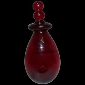 Ruby Red Hand-Blown Perfume Bottle with Ruby Red Stopper