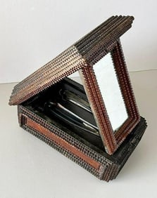 Rare Antique Tramp Art Sailor's Shaving Box