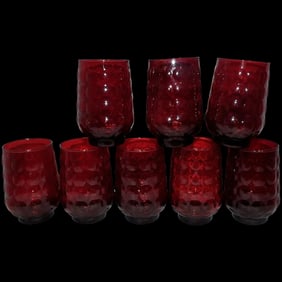 Anchor Hocking Ruby Red Bubble Ice Tea Glasses