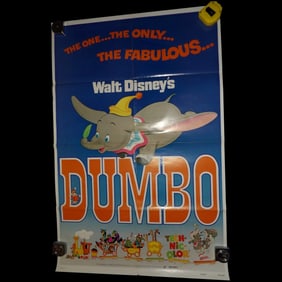 Vintage 1972 Dumbo Walt Disney Re-release Original 27x41 Movie Poster