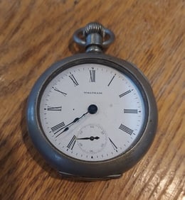 Waltham pocket watch Antique large running silverine grueber case