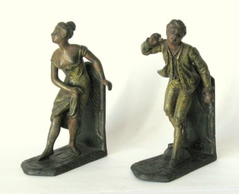 Antique cast metal Art Nouveau French bookends.