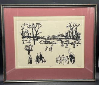VINTAGE SERIGRAPH TITLED "SUNDAY IN THE PARK" BY LISTED ARTIST FRANK KLEINHOLZ