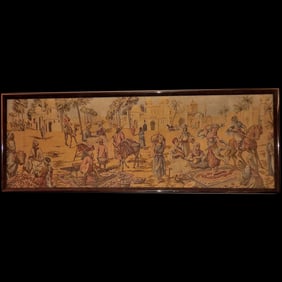 Antique Framed Finely Woven Middle Eastern Tapestry
