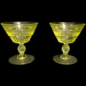 MCM Viking Mount Vernon Vaseline Sherbet/Champagne Glasses