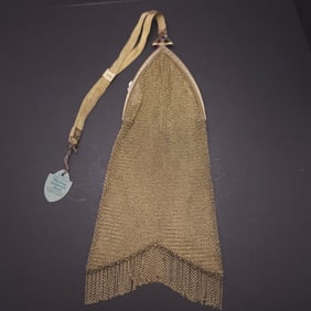 Whiting & Davis Art Deco Gold Tone Soldered Mesh Purse 1921