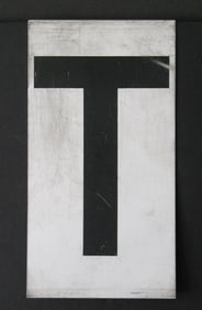 Antique tin movie marque letter “T”