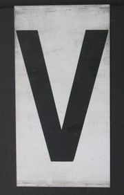 Antique tin movie marque letter “V”