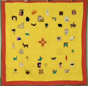 Vintage New Mexico Folk Art Quilt