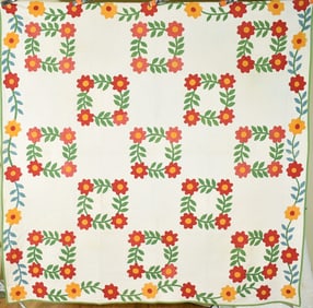 1860's President's Wreath Applique Quilt