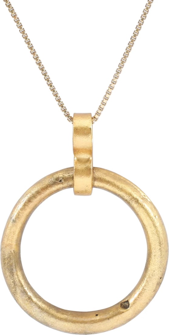 CELTIC PROSPERITY RING NECKLACE, C.400-100 BC.: Before the Roman invasion of the British Isles, rings of bronze, silver, and gold were used as a means of exchange, particularly in Ireland. Most exchanges of goods and property were conducted by bart