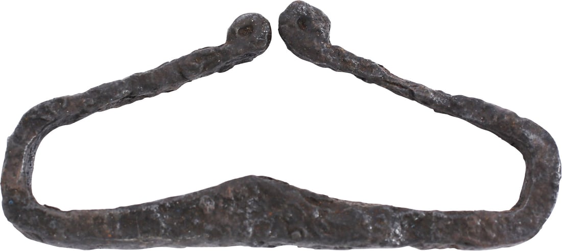 VIKING FLINT STRIKER/FIRE STARTER, 700-1000 AD: From a group of four found in the Baltic hinterland. These accords specifically with Typology of Fire Starters from the Viking Age Norway (http://sagy.vikingove.cz/wp-content/uploads/2016/01/Norwegian