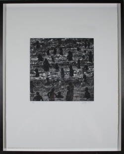 Wayne Gonzales - From the Crowd portfolio The Beach - 2014 Etching - SIGNED 19.5" x 15.5": From the Crowd portfolio The Beach by Wayne Gonzales, 2014 Signed Etching. Paper size is 19.5 x 15.5 inches, with an image size of 8 x 8 inches. The Etching is from an edition size of 40 and is curren