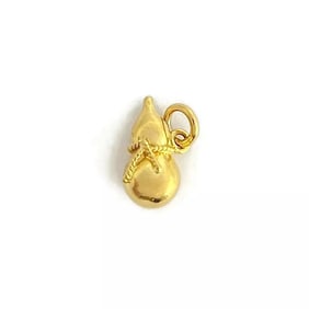 Wulu Wu Lou Bottle Gourd Charm Pendant 24K Yellow Gold, .94 Grams