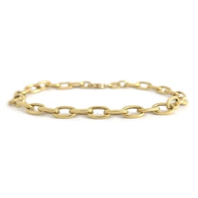 Long Oval Open Chain Link Bracelet 18K Yellow Gold, 7.75 Inches, 4.86 Grams