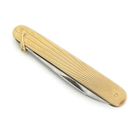 Latama Italy 2-Blade Pocket Knife 14K Yellow Gold Stainless Steel, 17.66 Grams