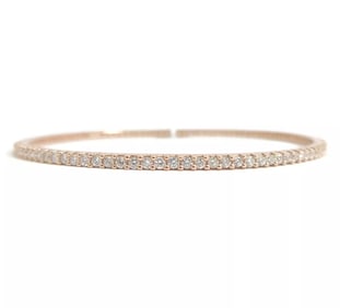 Diamond Eternity Bangle Bracelet in 14K Pink Rose Gold, 2.01 CTW, 8.33 Grams