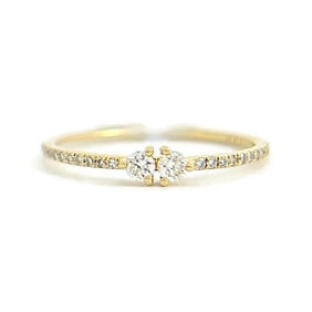 Twin Two-Stone Toi Et Moi Diamond Ring 14K Yellow Gold, .21 CTW
