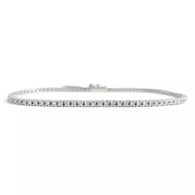 Thin Round Diamond Tennis Bracelet 14K White Gold, 7 Inches, 1.25 CTW