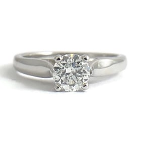 Round Solitaire Diamond Platinum Cathedral Engagement Ring, .70 CT, 5.90 Grams