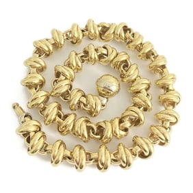 Wide Italian Love Knot Chain Necklace 18K Yellow Gold, 17 Inches, 62.26 Grams