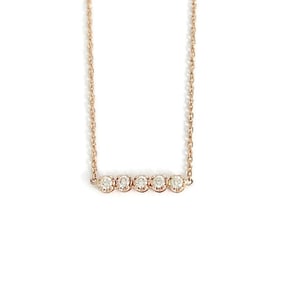 5-Stone Round Diamond Bar Pendant Necklace 14K Rose Gold, 16 Inches, .15 CTW