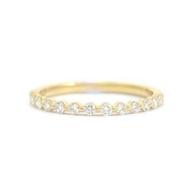 Thin Round Bead-Set Diamond Wedding Band Ring 14K Yellow Gold, .25 CTW