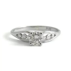 Round Diamond Solitaire Engagement Ring 18K White Gold .25 CT, 1.36 Grams