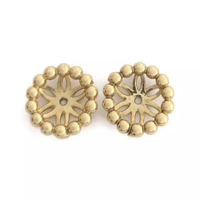 Bead Halo Earring Jackets Enhancers 14K Yellow Gold for 3.00 CTW Studs