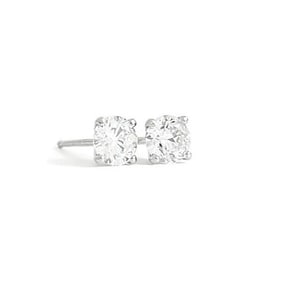 Round Diamond Stud Earrings 14K White Gold 4-Prong Martini, .62 CTW