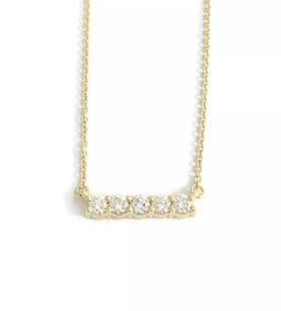 5-Stone Diamond Bar Pendant Necklace 14K Yellow Gold .50 CTW