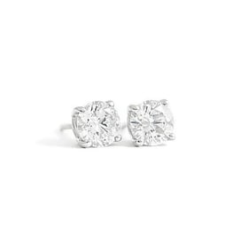 Round Diamond Stud Earrings 14K White Gold 4-Prong Basket .85 CTW