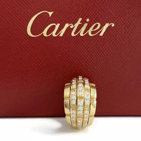 Cartier 5-Row Maillon Panthere One Single Diamond Hoop Earring 18K Yellow Gold