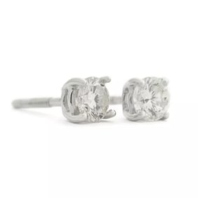 Round Diamond Stud Earrings 14K White Gold 4-Prong Basket Screw Backs .40 CTW