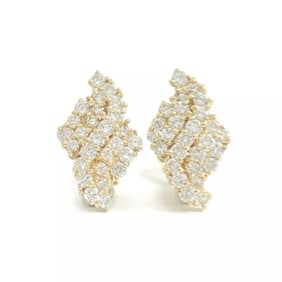 Cluster Diamond Drop Earrings 14K Yellow Gold, 2.24 CTW