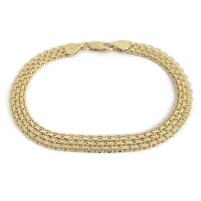 Bismark Mesh Flat Chain Link Bracelet 18K Yellow Gold, 9.46 Grams