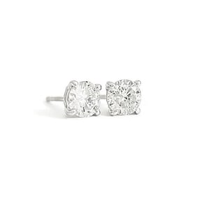 Round Diamond Stud Earrings 14K White Gold 4-Prong Basket, .66 CTW