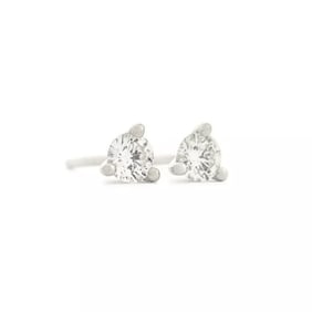 Round Diamond Stud Earrings 14K White Gold 3-Prong Martini, .25 CTW